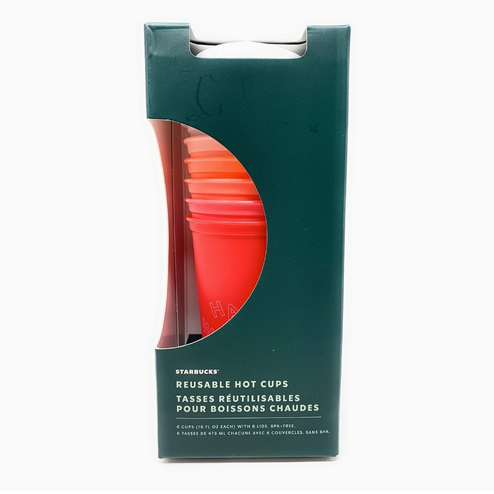 Starbucks LIMITED EDITION HOLIDAY Reusable HOT Cups with Lids, 6 Pack - 16 oz